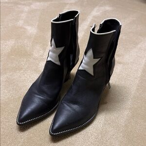 Black and White Star Ankle Boots